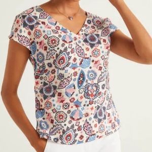 Boden Alexandra Linen Top - Ivory Festival Paisley